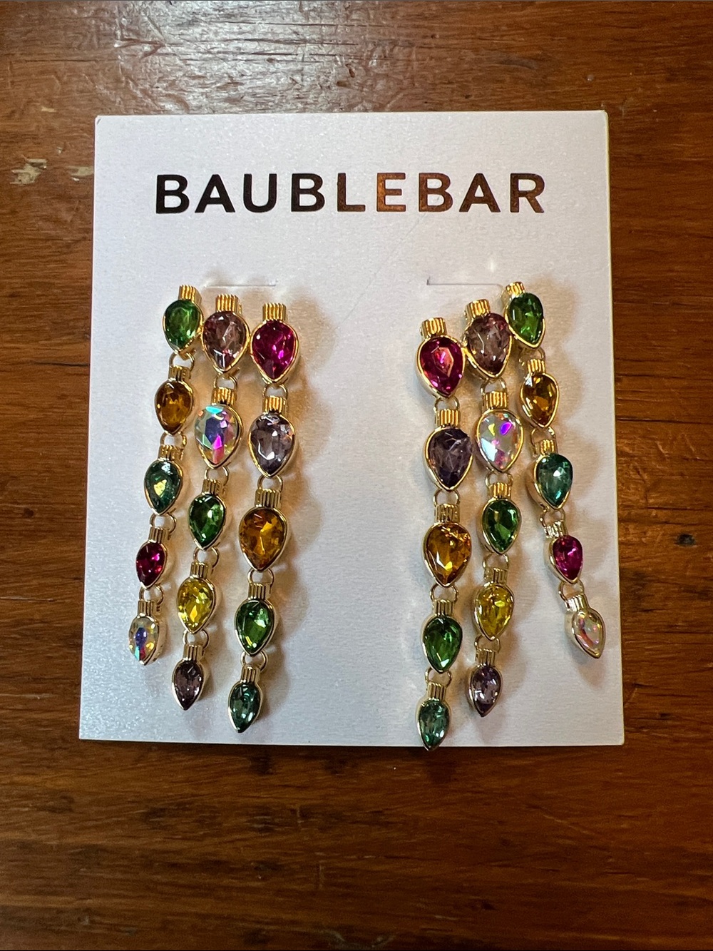 BaubleBar Gold Christmas Lights Cascade Earrings